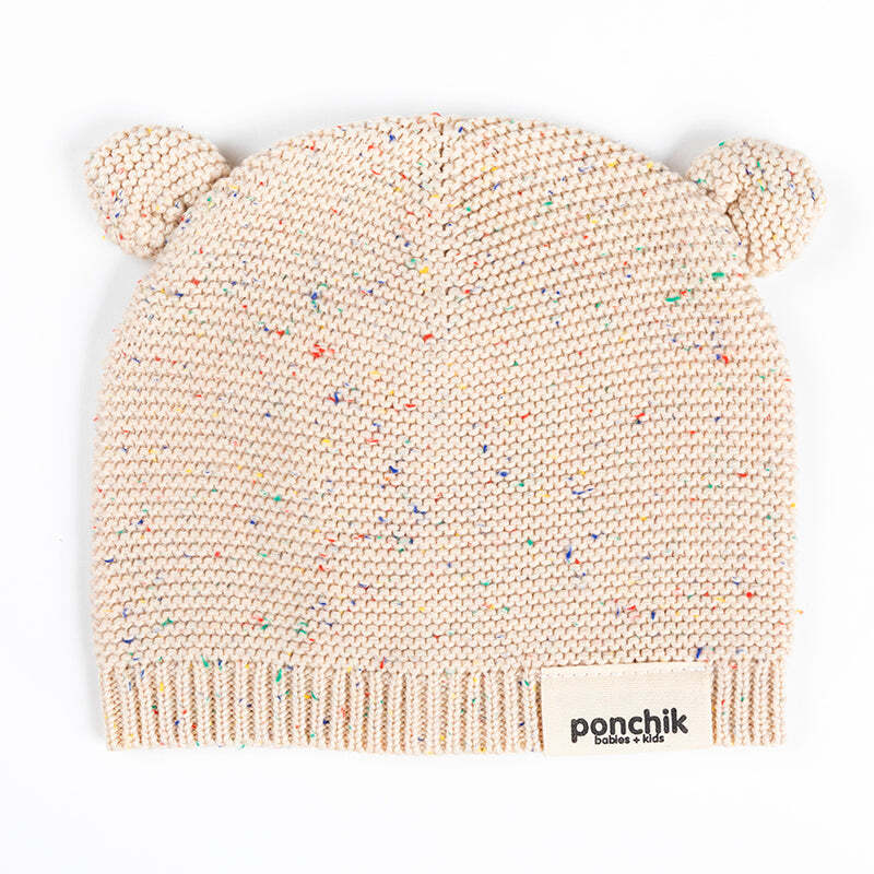 Ponchik Babies + Kids Bear Knitted Beanie Hat - Carmel-3