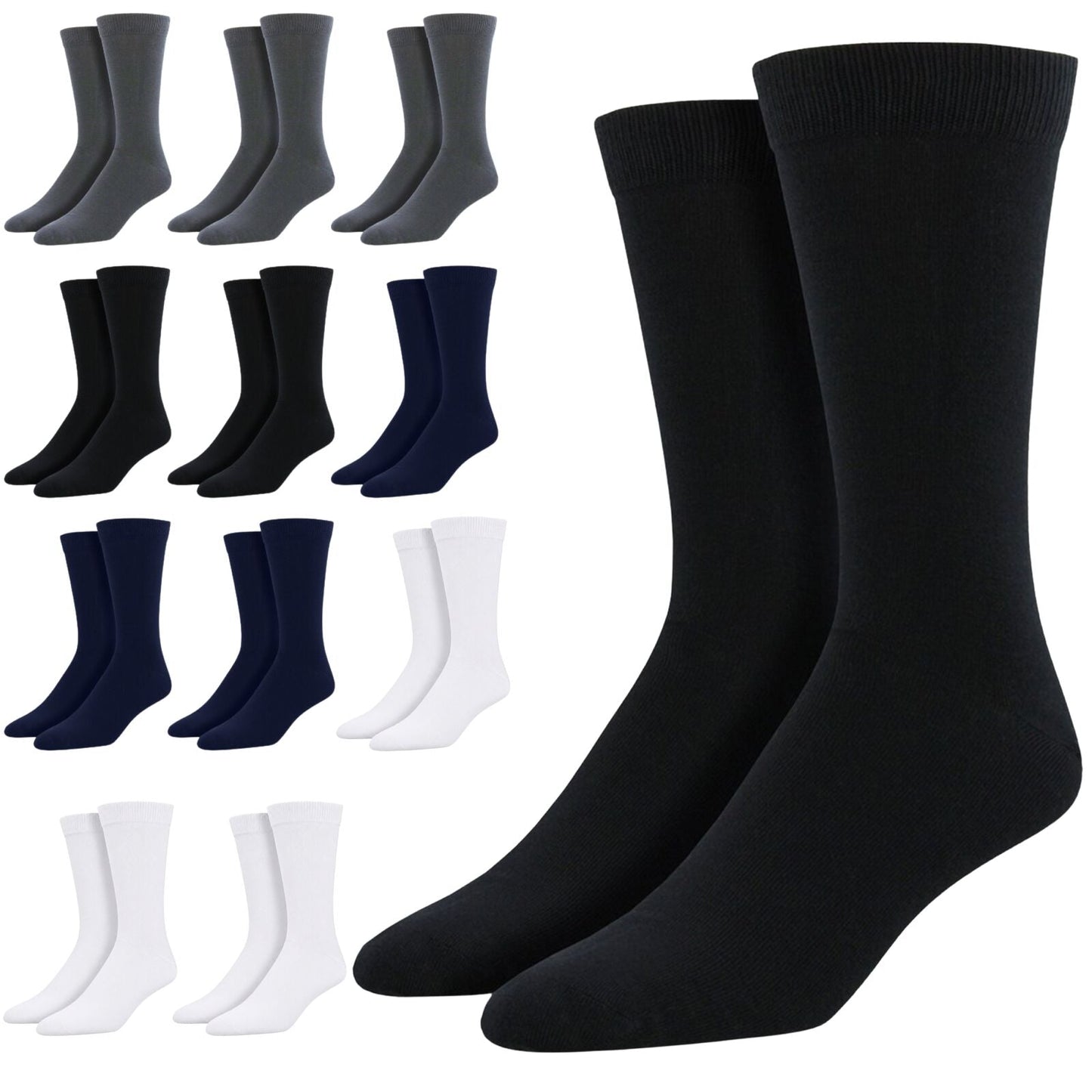 12 Pairs Bamboo Derived Loose Top Socks Diabetic Comfort Circulation - Assorted