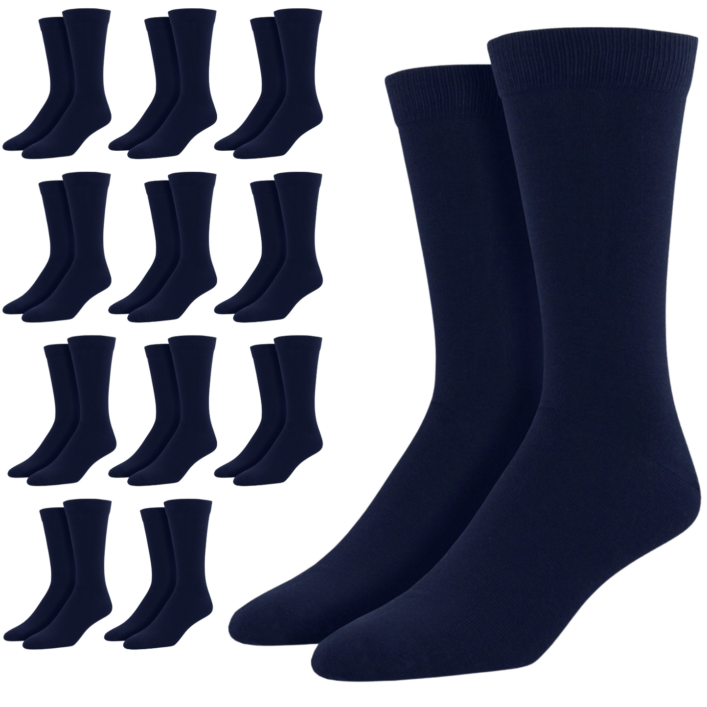 12 Pairs Bamboo Derived Loose Top Socks Diabetic Comfort Circulation - Navy