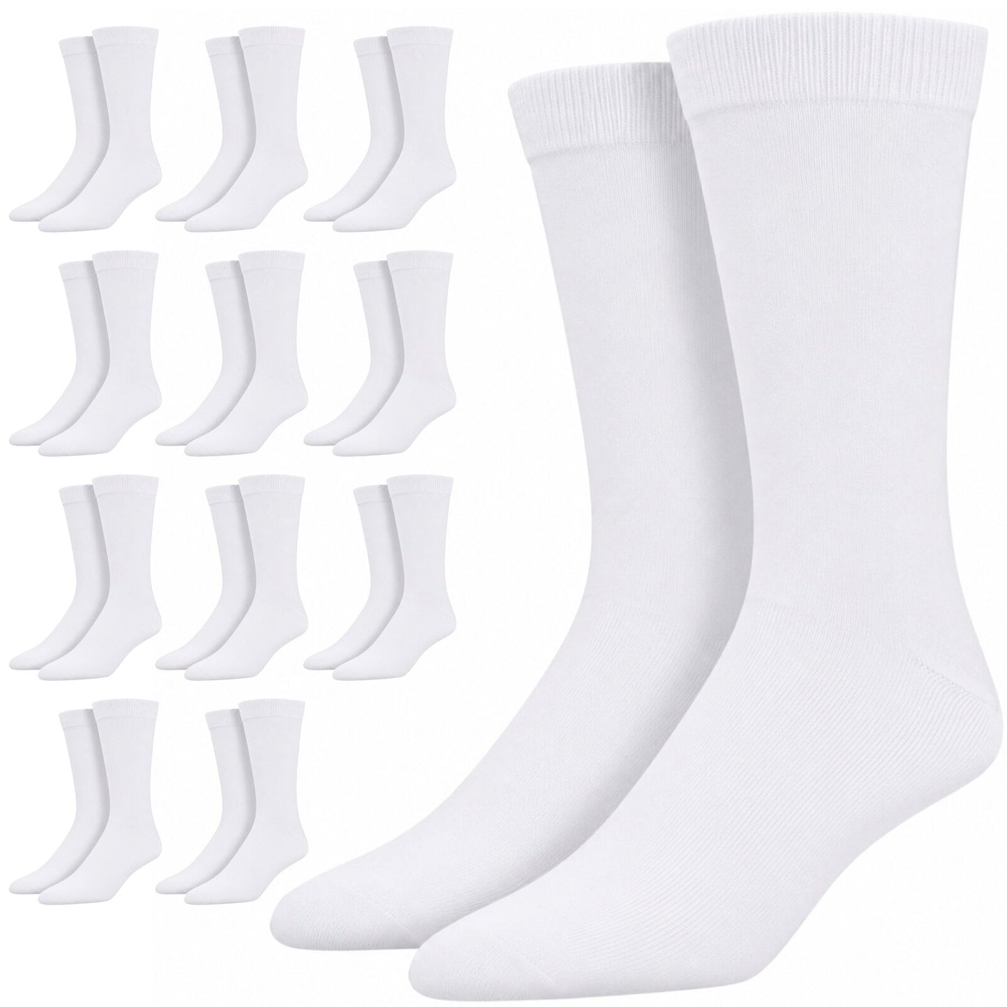 12 Pairs Bamboo Derived Loose Top Socks Diabetic Comfort Circulation - White