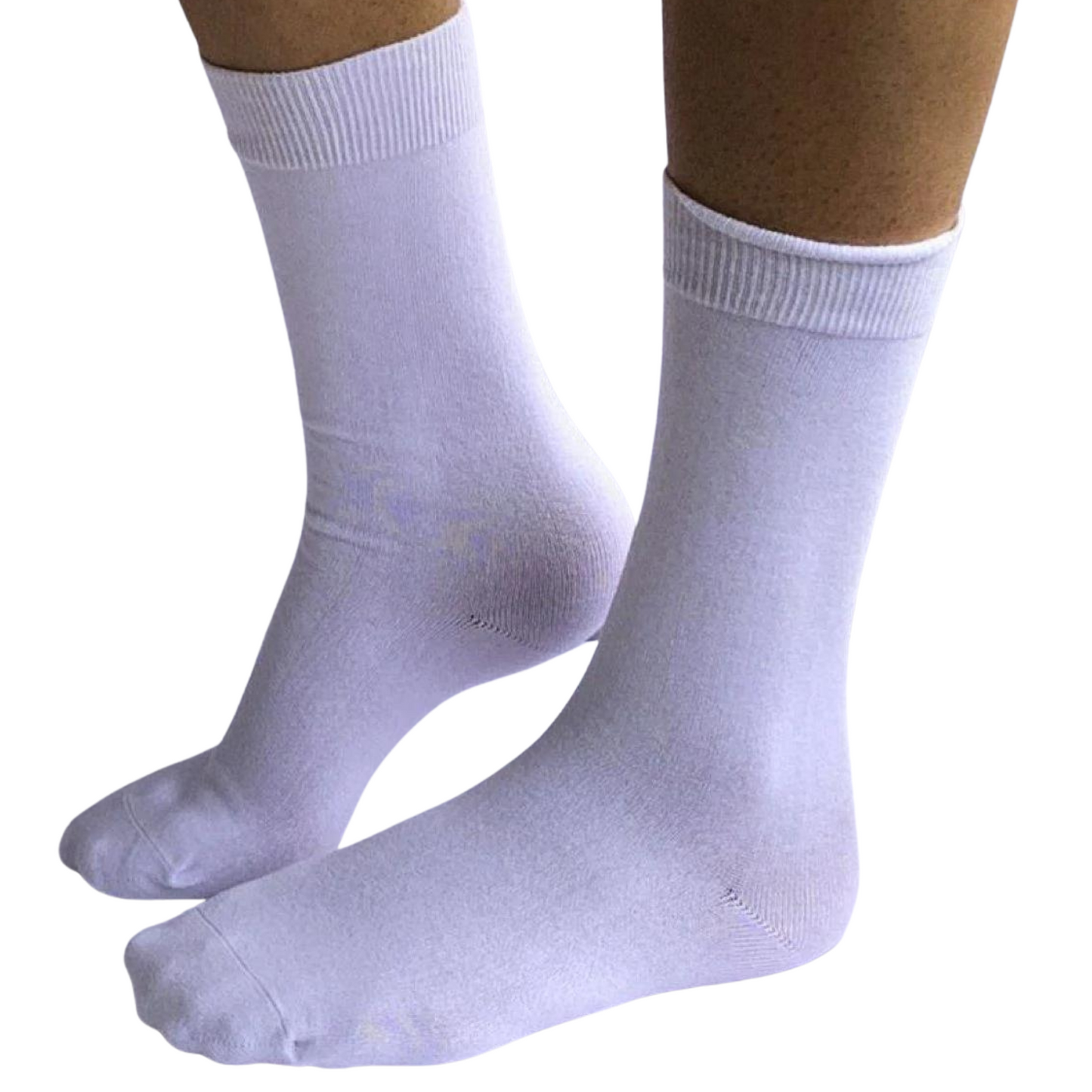 1 Pair Bamboo Derived Loose Top Socks Diabetic Style Comfort Circulation - White