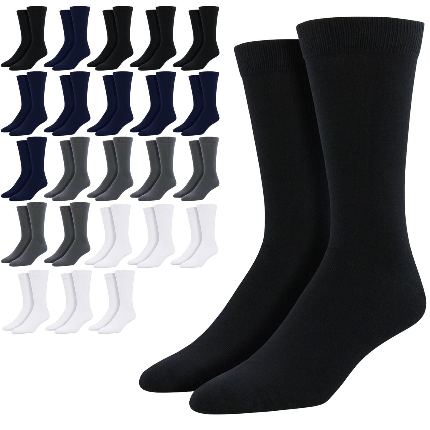 24 Pairs Bamboo Derived Loose Top Socks Diabetic Comfort Circulation - Assorted