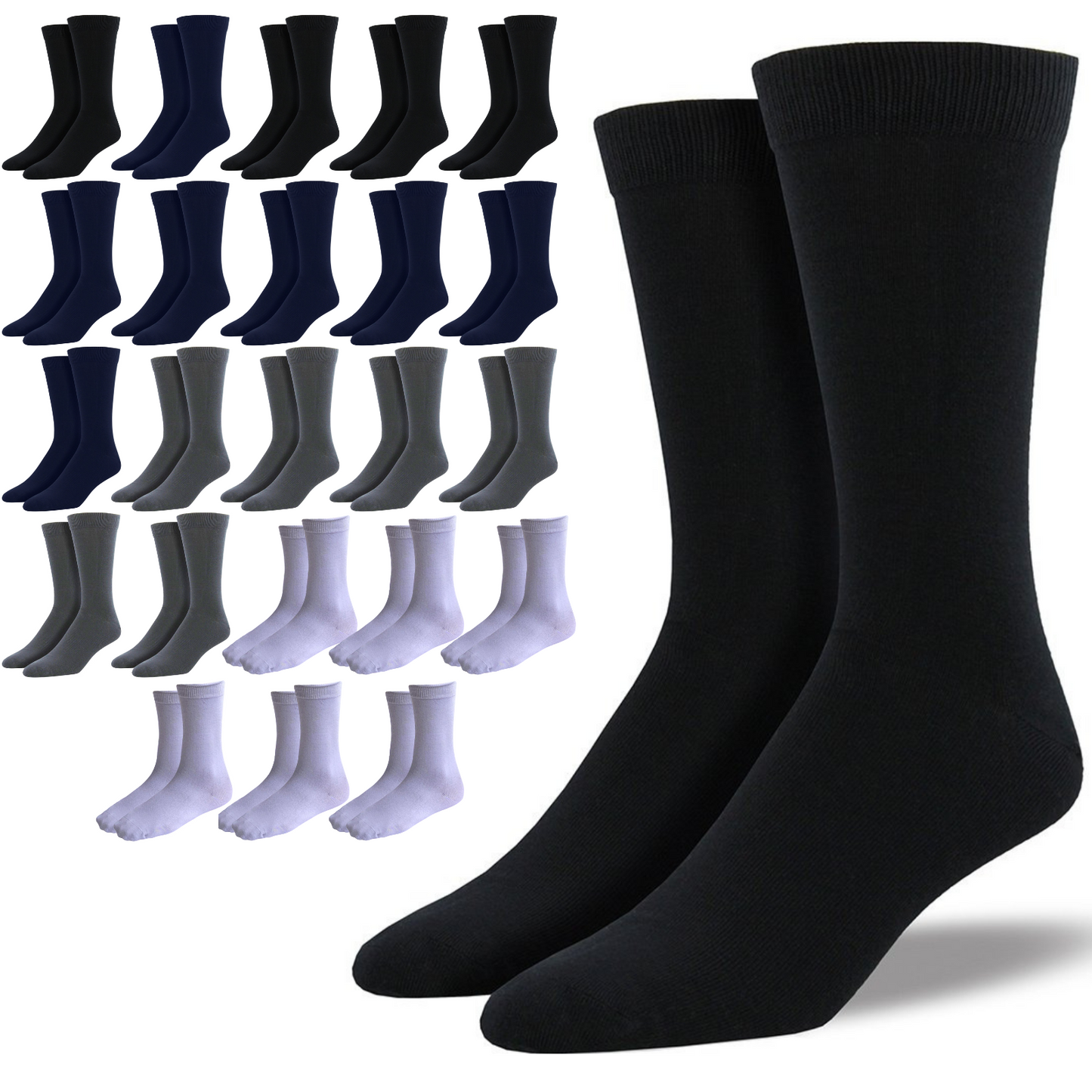 24 Pairs Bamboo Derived Loose Top Socks Diabetic Comfort Circulation - Assorted