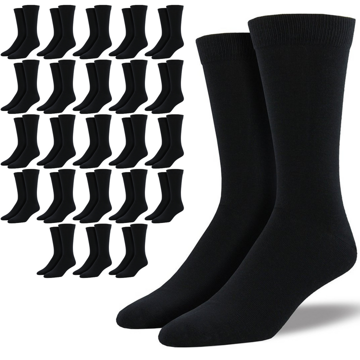 24 Pairs Bamboo Derived Loose Top Socks Diabetic Comfort Circulation - Black
