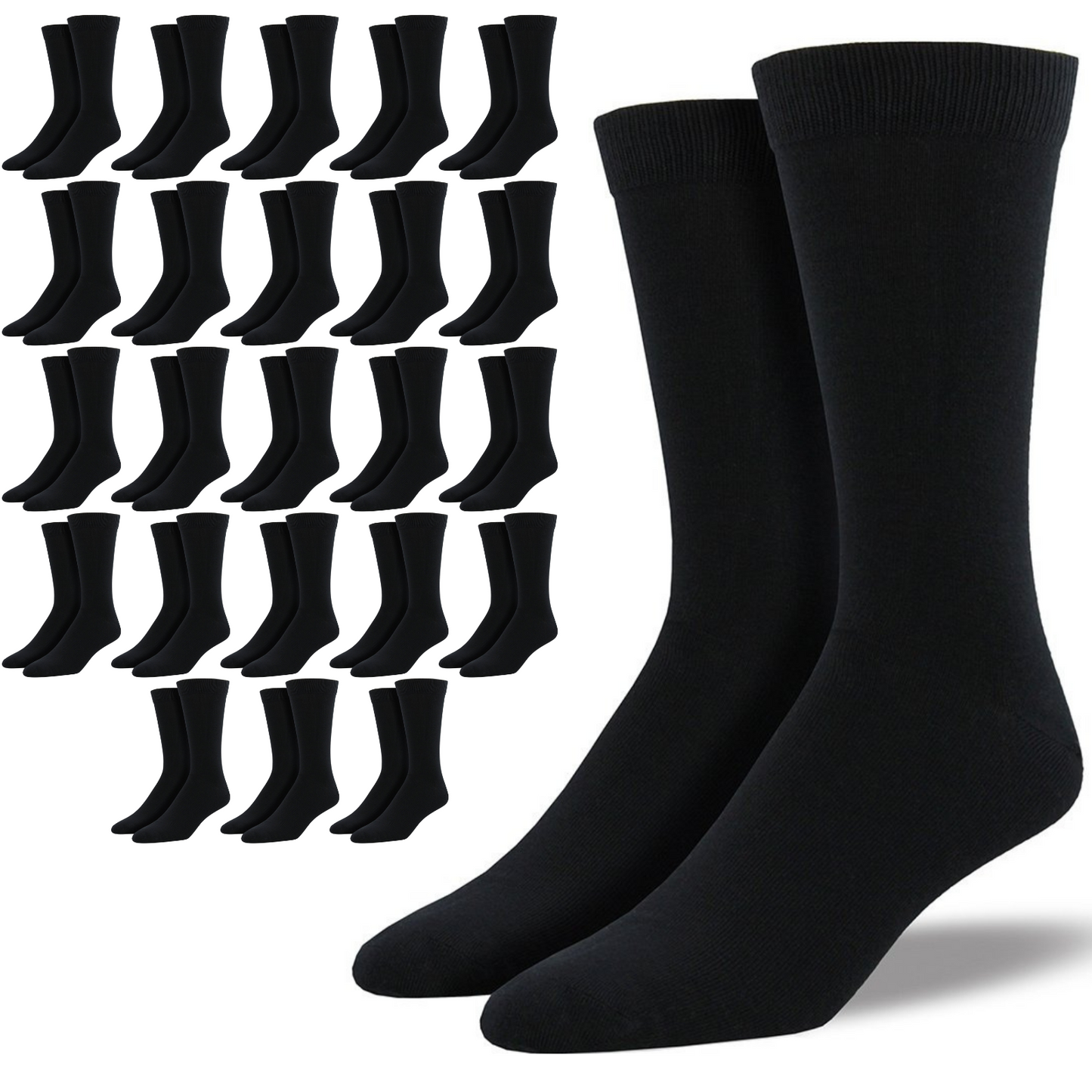 24 Pairs Bamboo Derived Loose Top Socks Diabetic Comfort Circulation - Black
