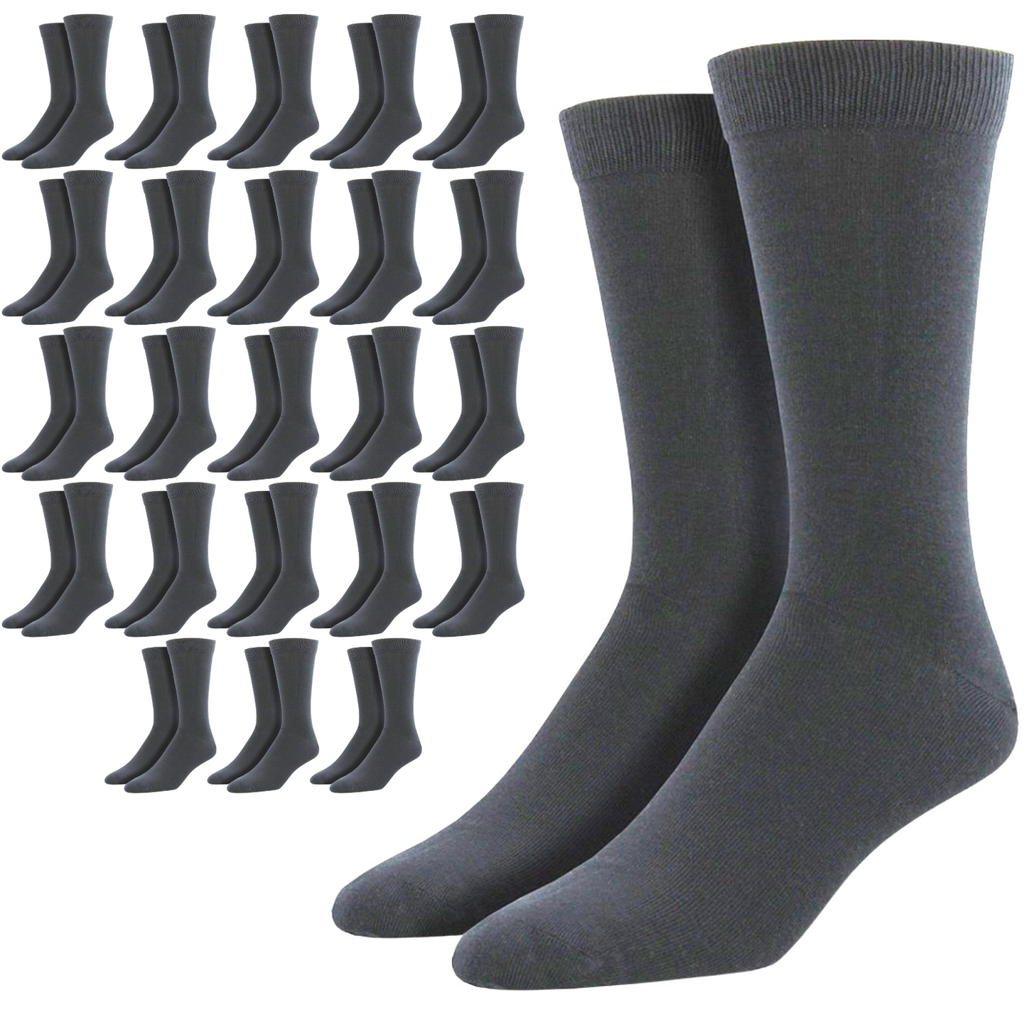 24 Pairs Bamboo Derived Loose Top Socks Diabetic Comfort Circulation - Grey