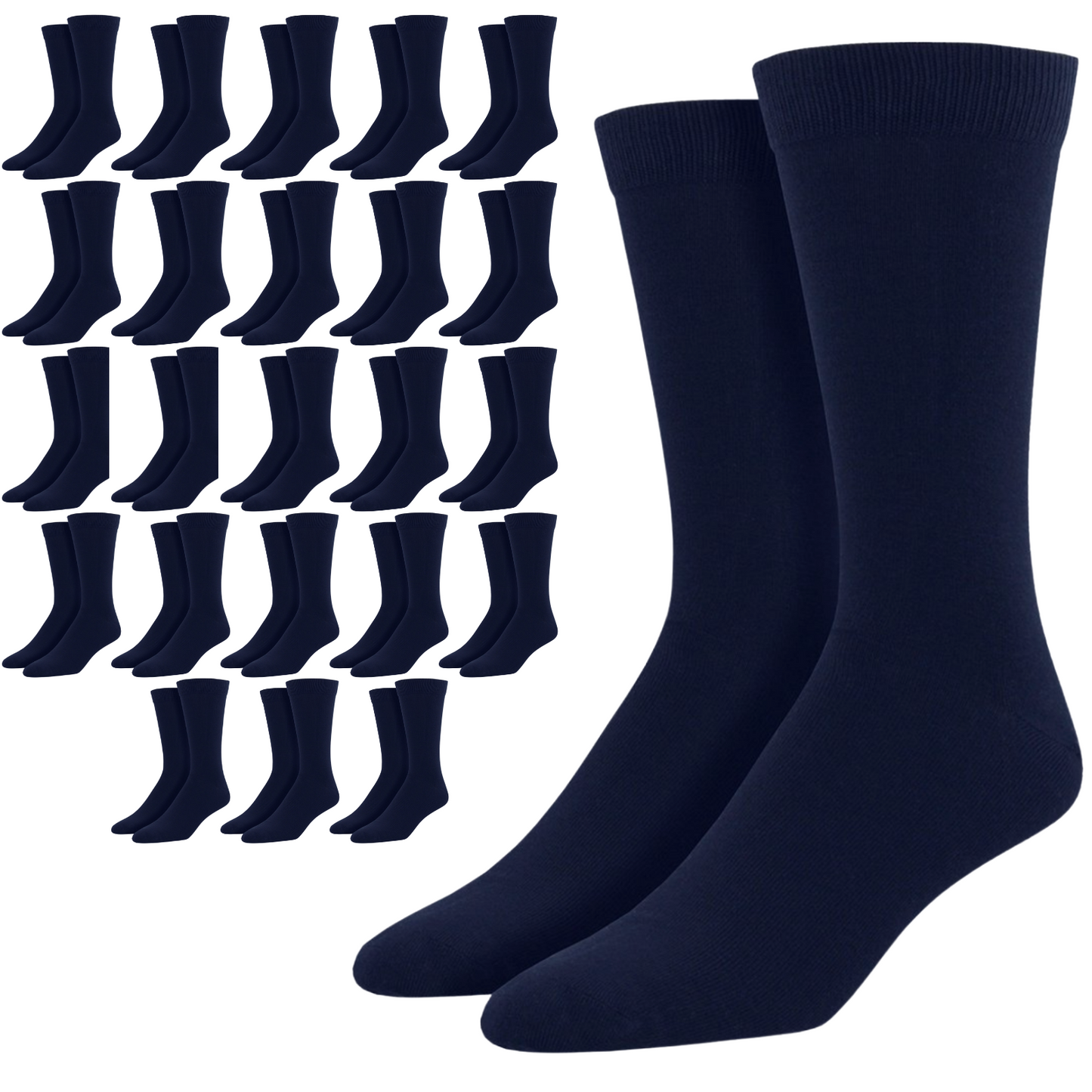 24 Pairs Bamboo Derived Loose Top Socks Diabetic Comfort Circulation - Navy