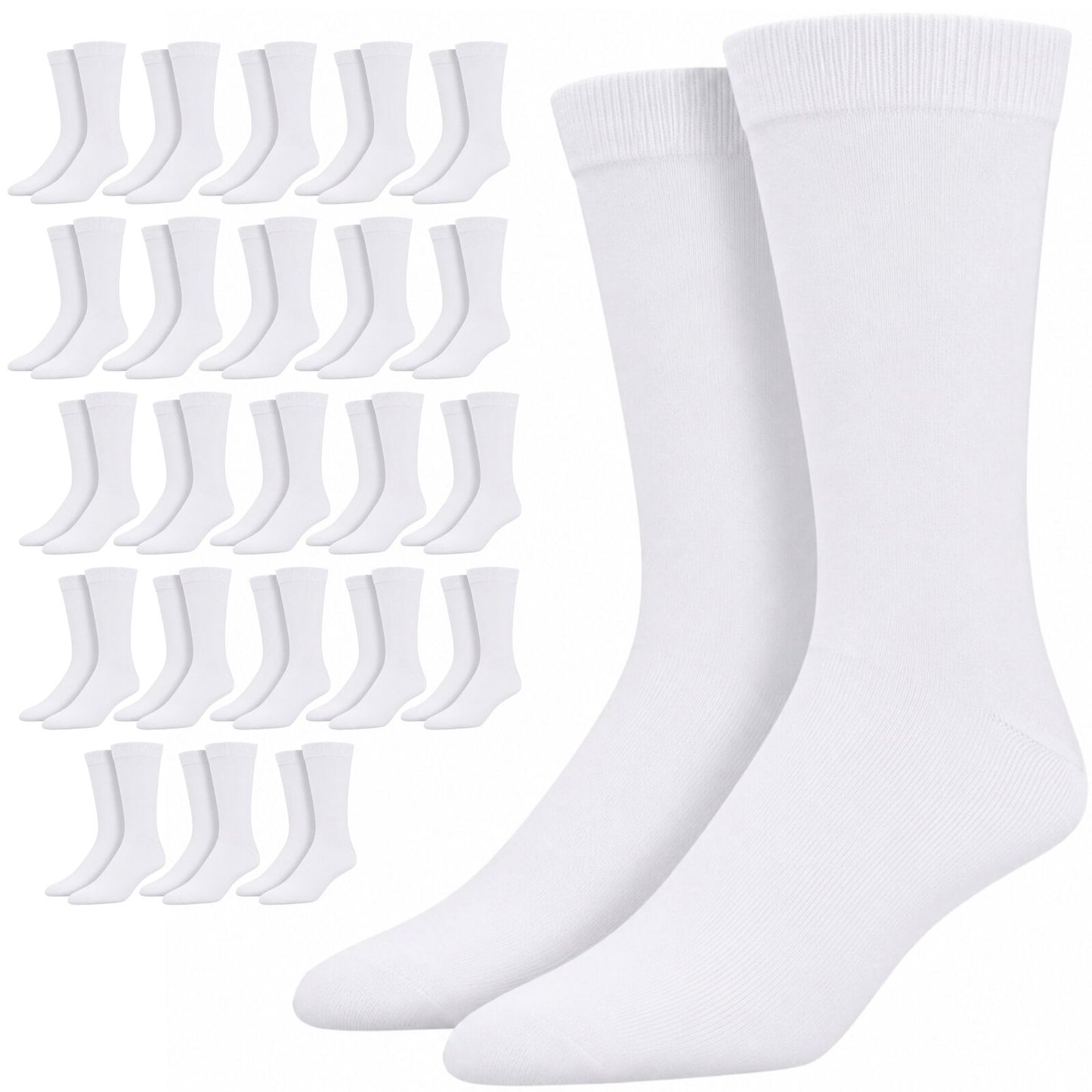 24 Pairs Bamboo Derived Loose Top Socks Diabetic Comfort Circulation - White