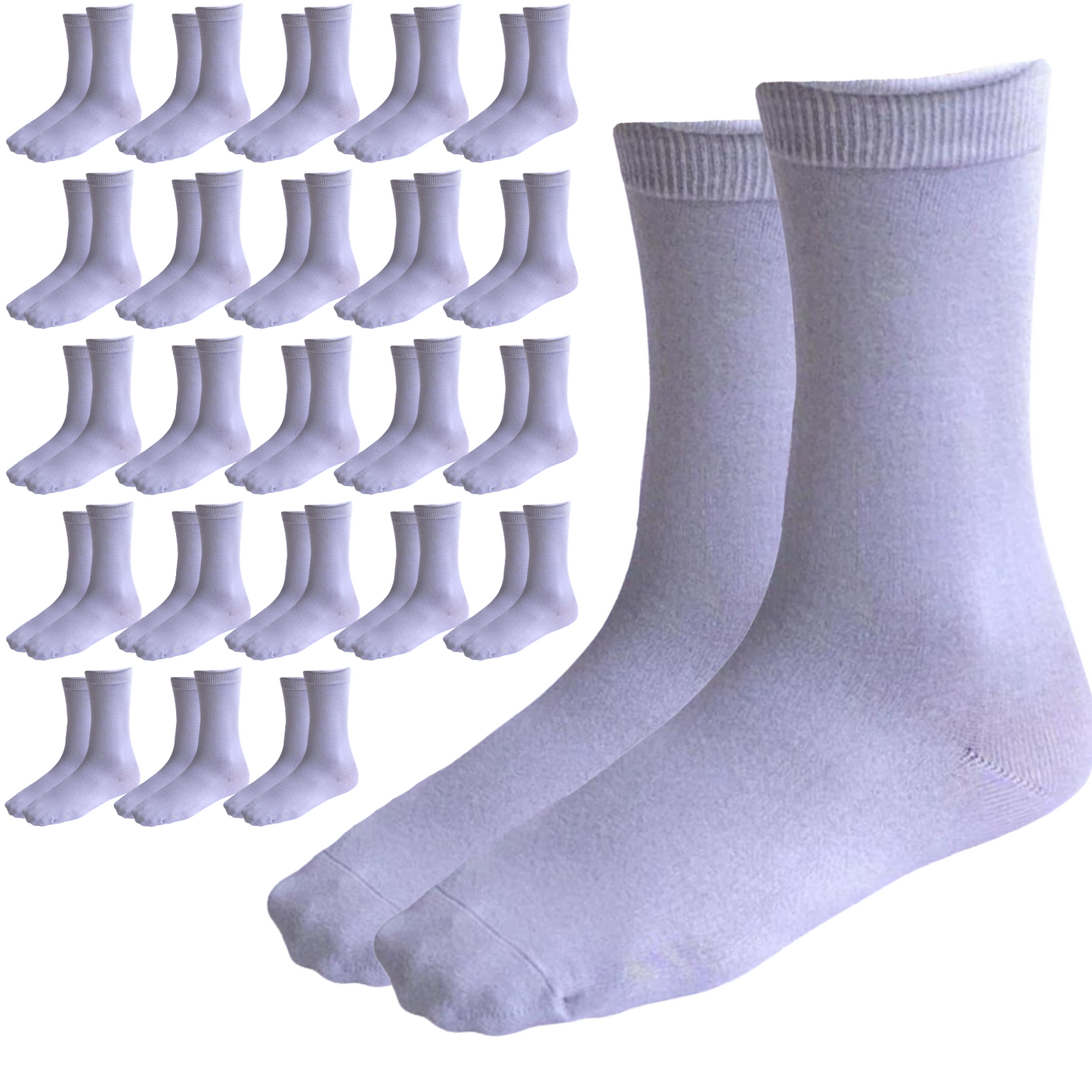 24 Pairs Bamboo Derived Loose Top Socks Diabetic Comfort Circulation - White
