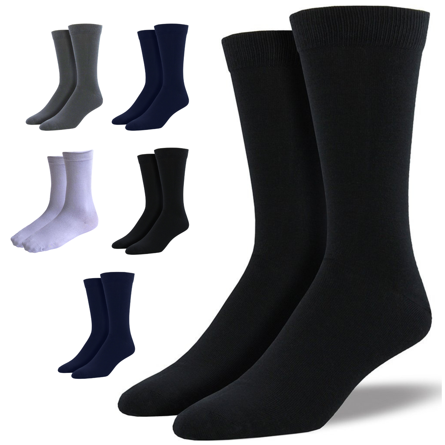 6 Pairs Bamboo Derived Loose Top Socks Diabetic Comfort Circulation - Assorted