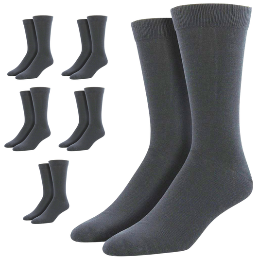 6 Pairs Bamboo Derived Loose Top Socks Diabetic Comfort Circulation - Grey
