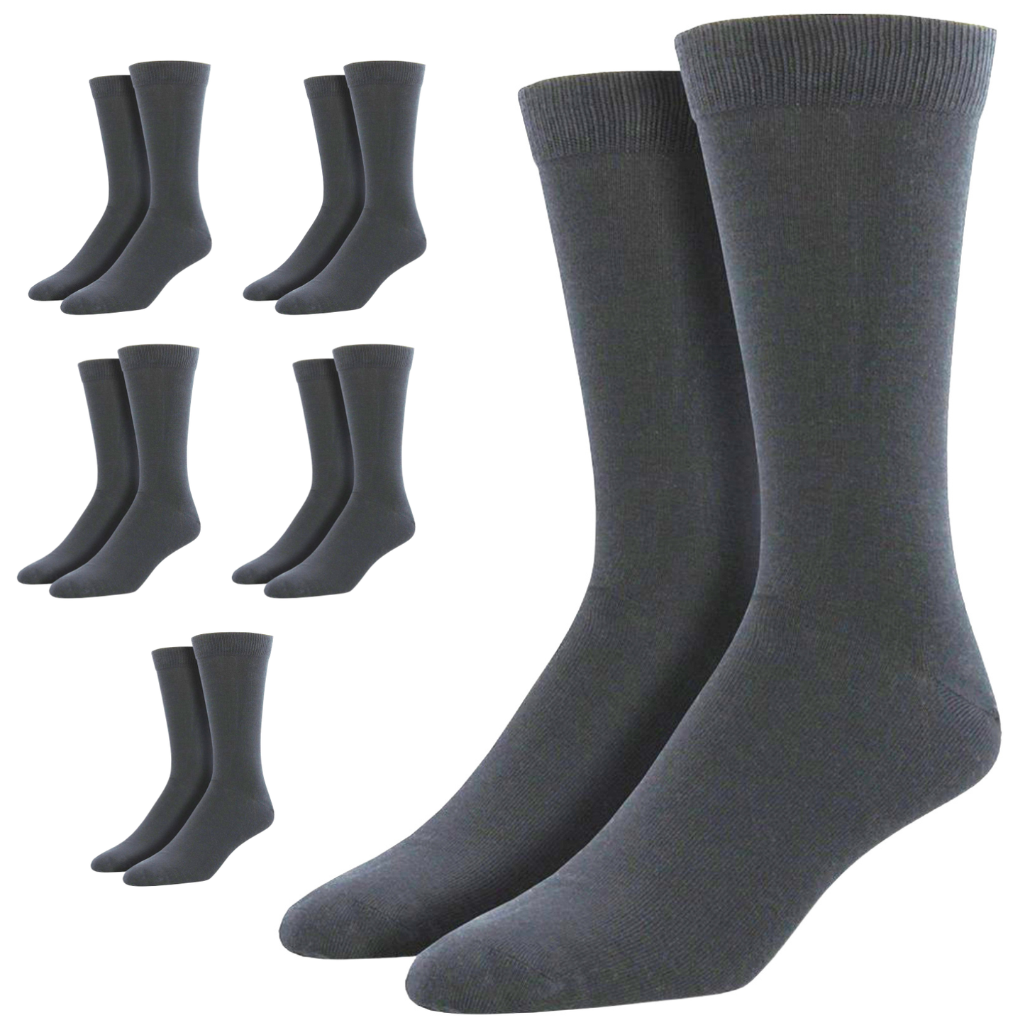 6 Pairs Bamboo Derived Loose Top Socks Diabetic Comfort Circulation - Grey