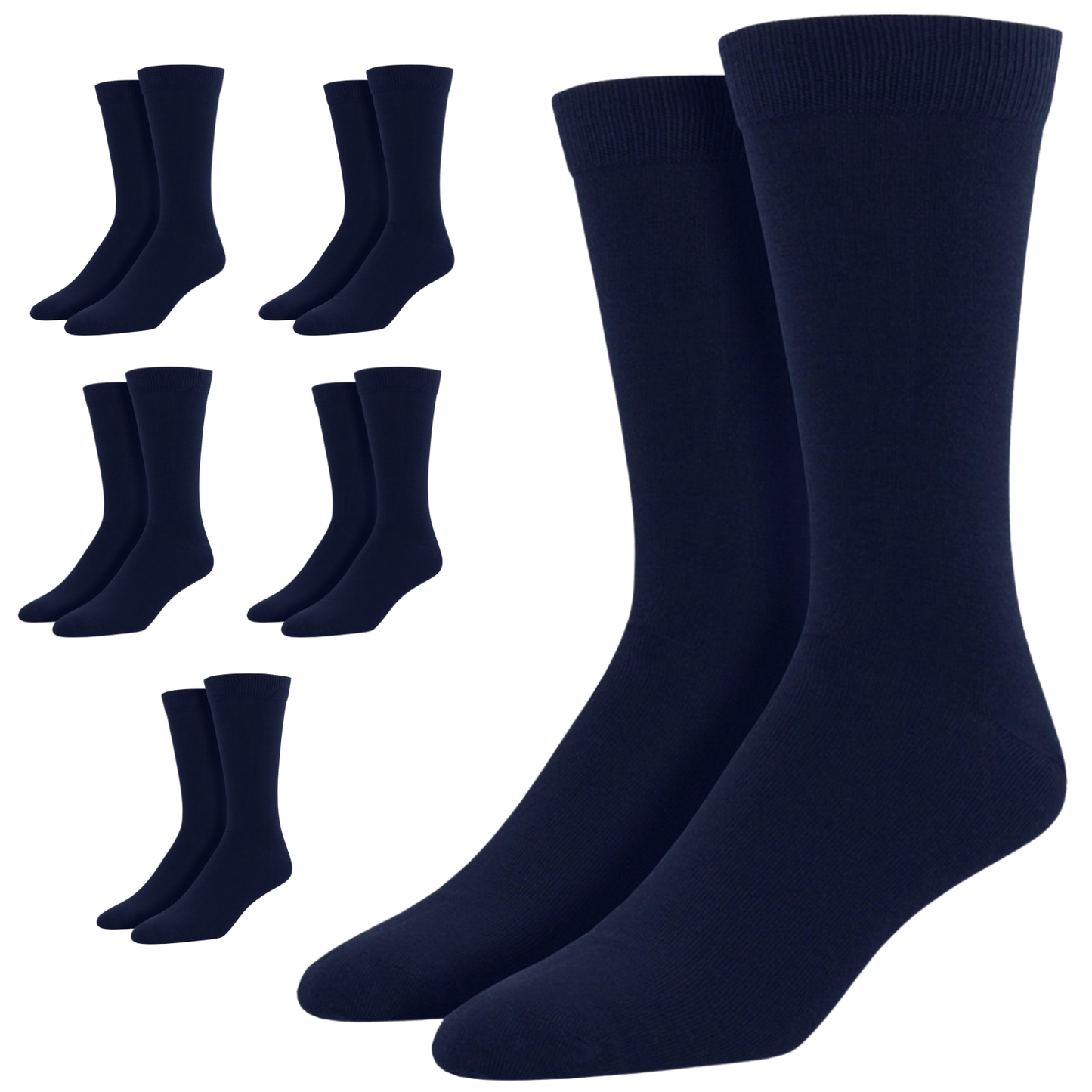 6 Pairs Bamboo Derived Loose Top Socks Diabetic Comfort Circulation - Navy