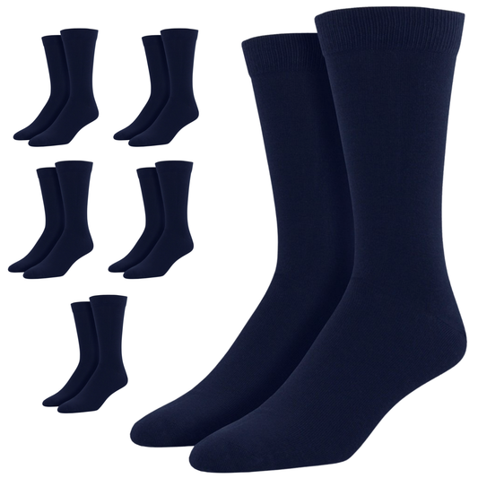6 Pairs Bamboo Derived Loose Top Socks Diabetic Comfort Circulation - Navy