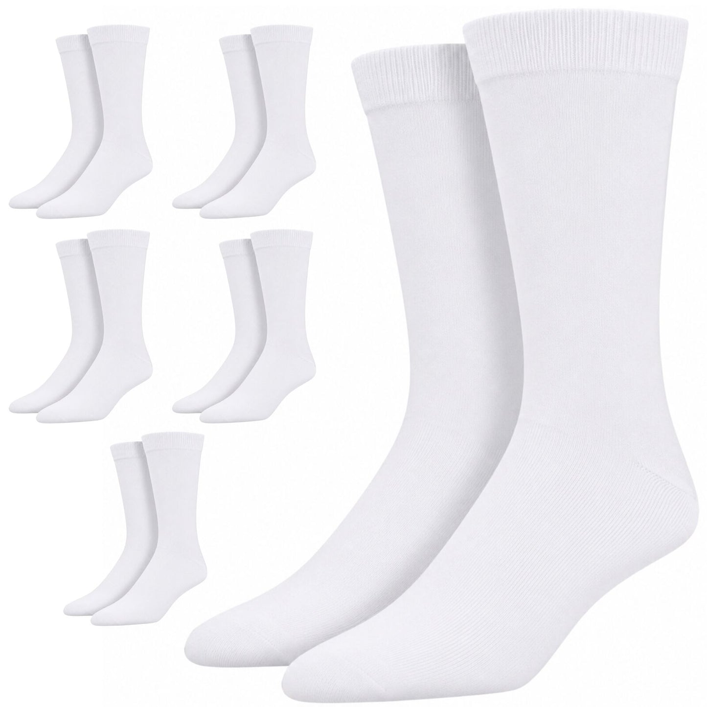 6 Pairs Bamboo Derived Loose Top Socks Diabetic Comfort Circulation - White