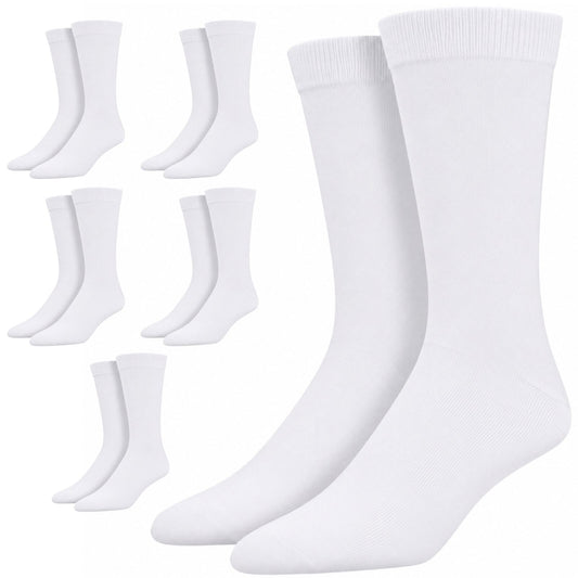 6 Pairs Bamboo Derived Loose Top Socks Diabetic Comfort Circulation - White