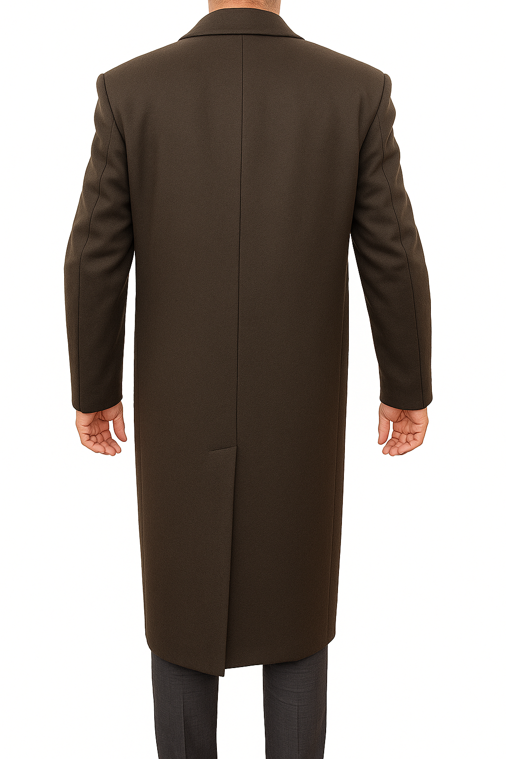 Bossini Lapel Trench Coat Jacket Winter Overcoat w/ Cashmere - Brown