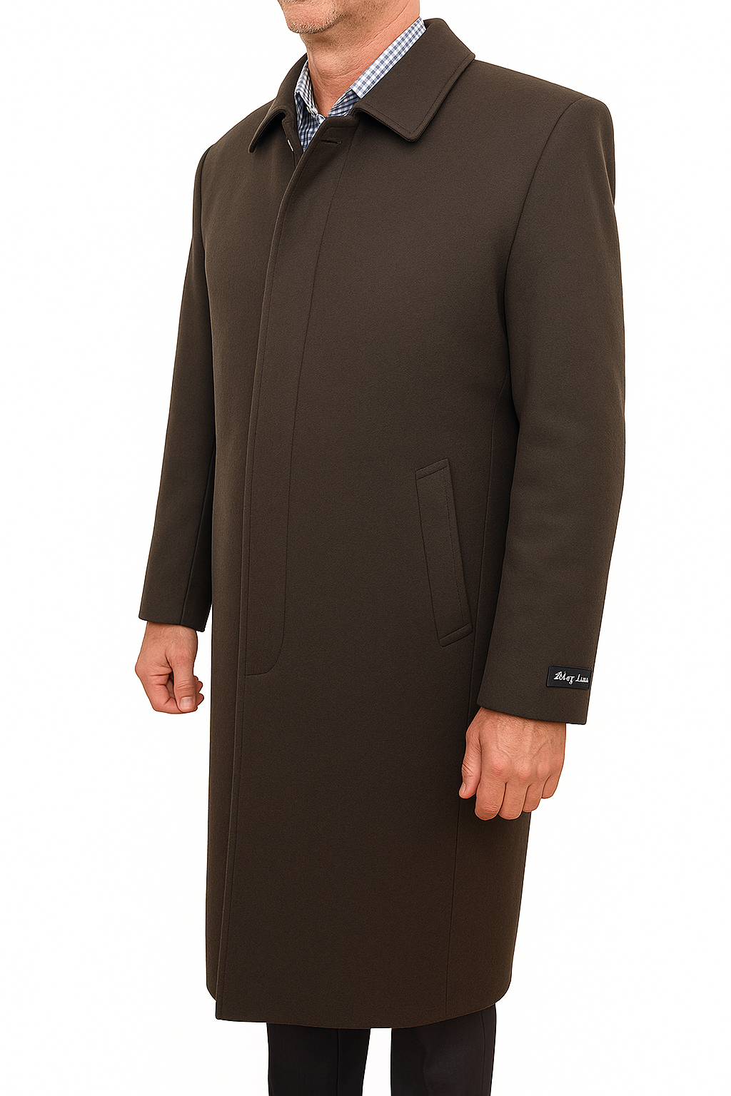 Bossini Lapel Trench Coat Jacket Winter Overcoat w/ Cashmere - Brown