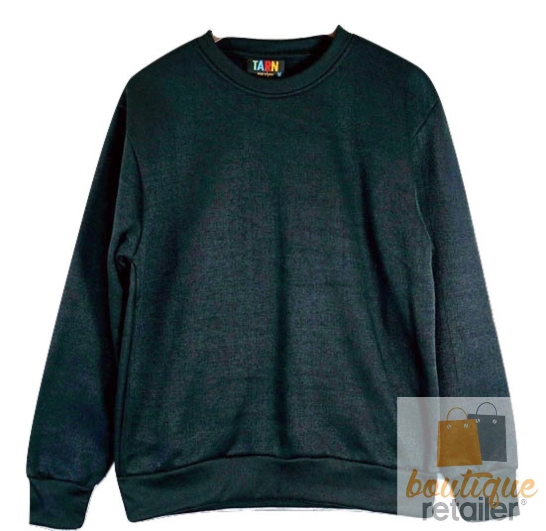 Adult Mens Crew Neck Jumper Sweater Fleece Blank Plain Pullover Top Winter Warm-5