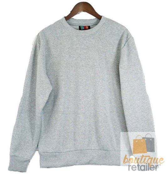 Adult Mens Crew Neck Jumper Sweater Fleece Blank Plain Pullover Top Winter Warm-10