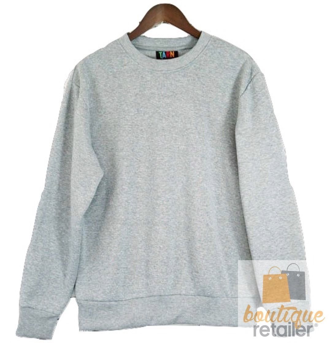 Adult Mens Crew Neck Jumper Sweater Fleece Blank Plain Pullover Top Winter Warm-12