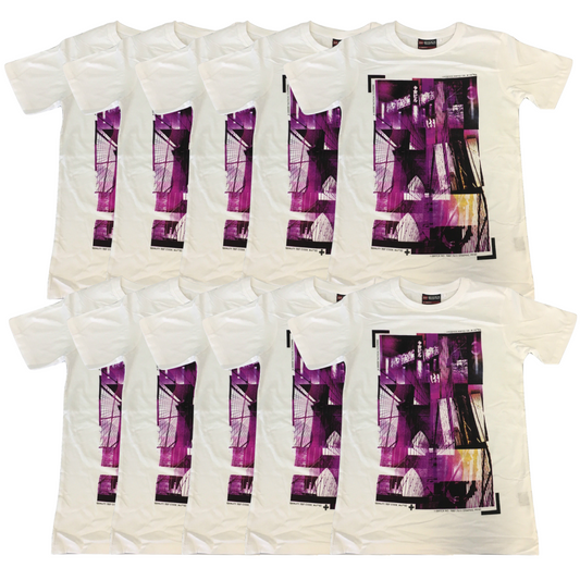 10x 100% Cotton T-Shirt with Print Design Slim Fit Basic Tee Top XS-XXL BULK-0