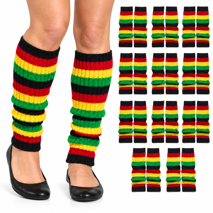 12x LEG WARMERS Knitted Womens Costume Neon Dance Party Knit 80s BULK - Indigenous Colours