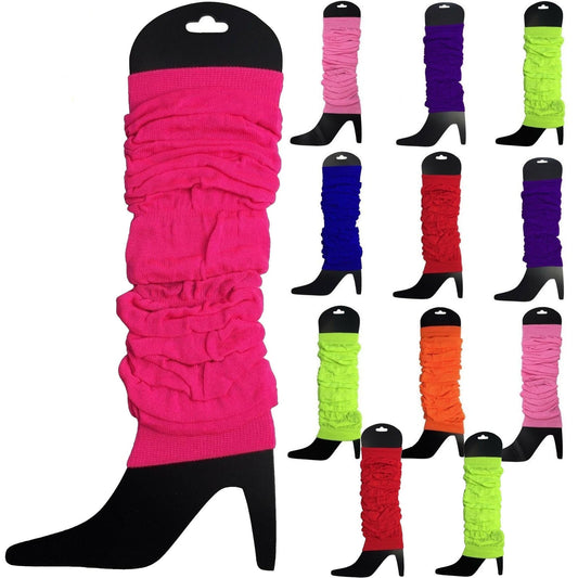 12 LEG WARMERS Knitted Womens Neon Party Knit Ankle Fluro Dance Costume 80s BULK - Assorted Pack-0