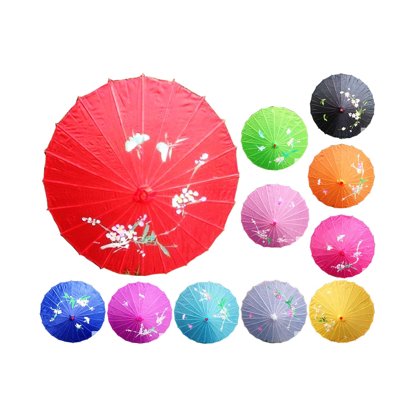 12x PARASOL UMBRELLA Chinese Japanese Bamboo Flower Pattern 80cm Large BULK-5