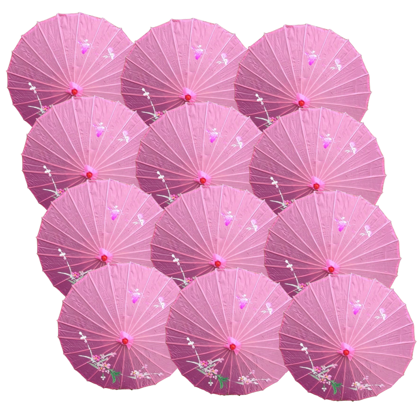12x PARASOL UMBRELLA Chinese Japanese Bamboo Flower Pattern 80cm Large BULK-10