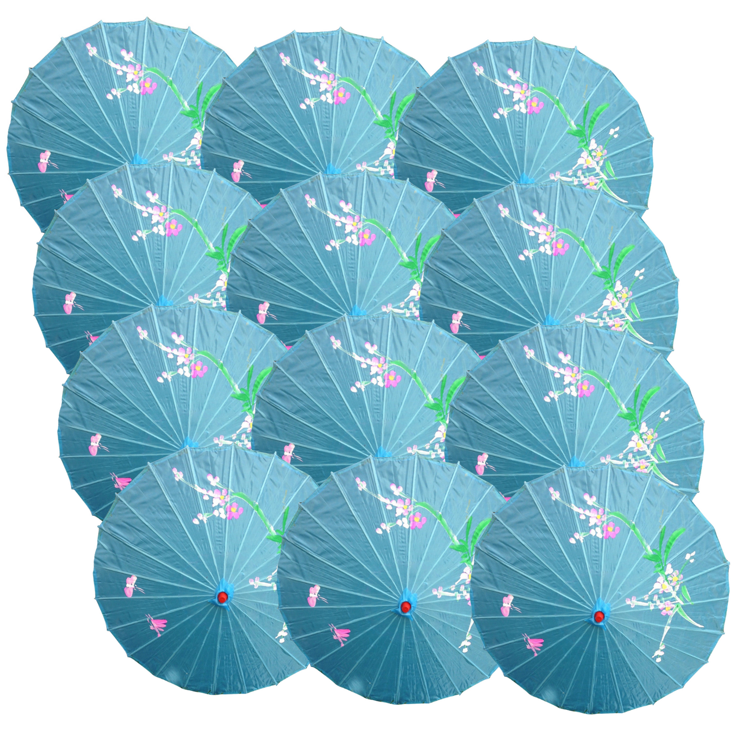 12x PARASOL UMBRELLA Chinese Japanese Bamboo Flower Pattern 80cm Large BULK-13