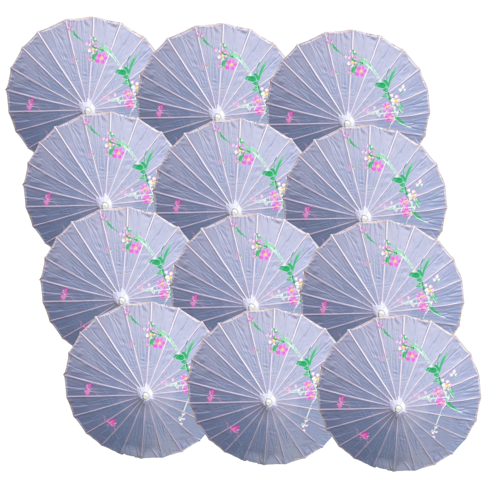 12x PARASOL UMBRELLA Chinese Japanese Bamboo Flower Pattern 80cm Large BULK-14