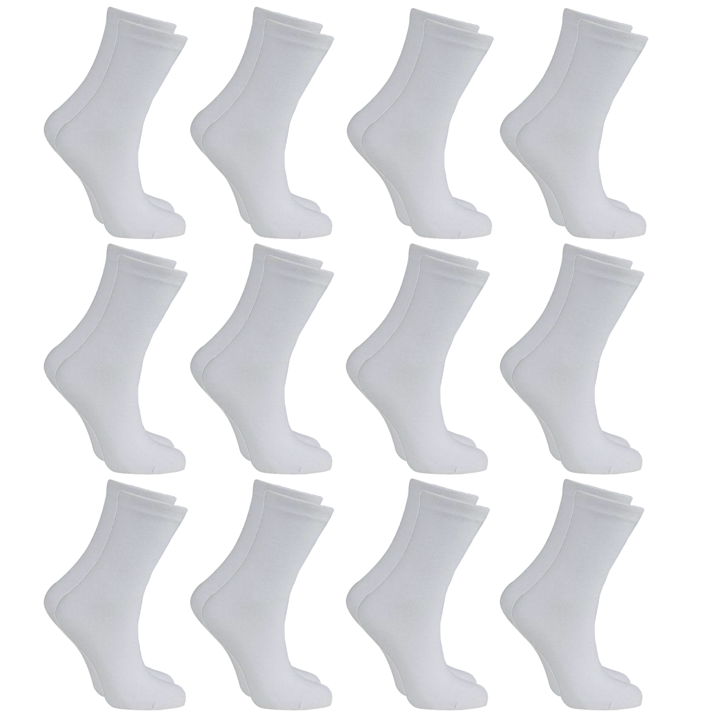 12x Pairs WHITE SCHOOL SOCKS Cotton Rich Girls Boys No Seam School Uniform BULK-0