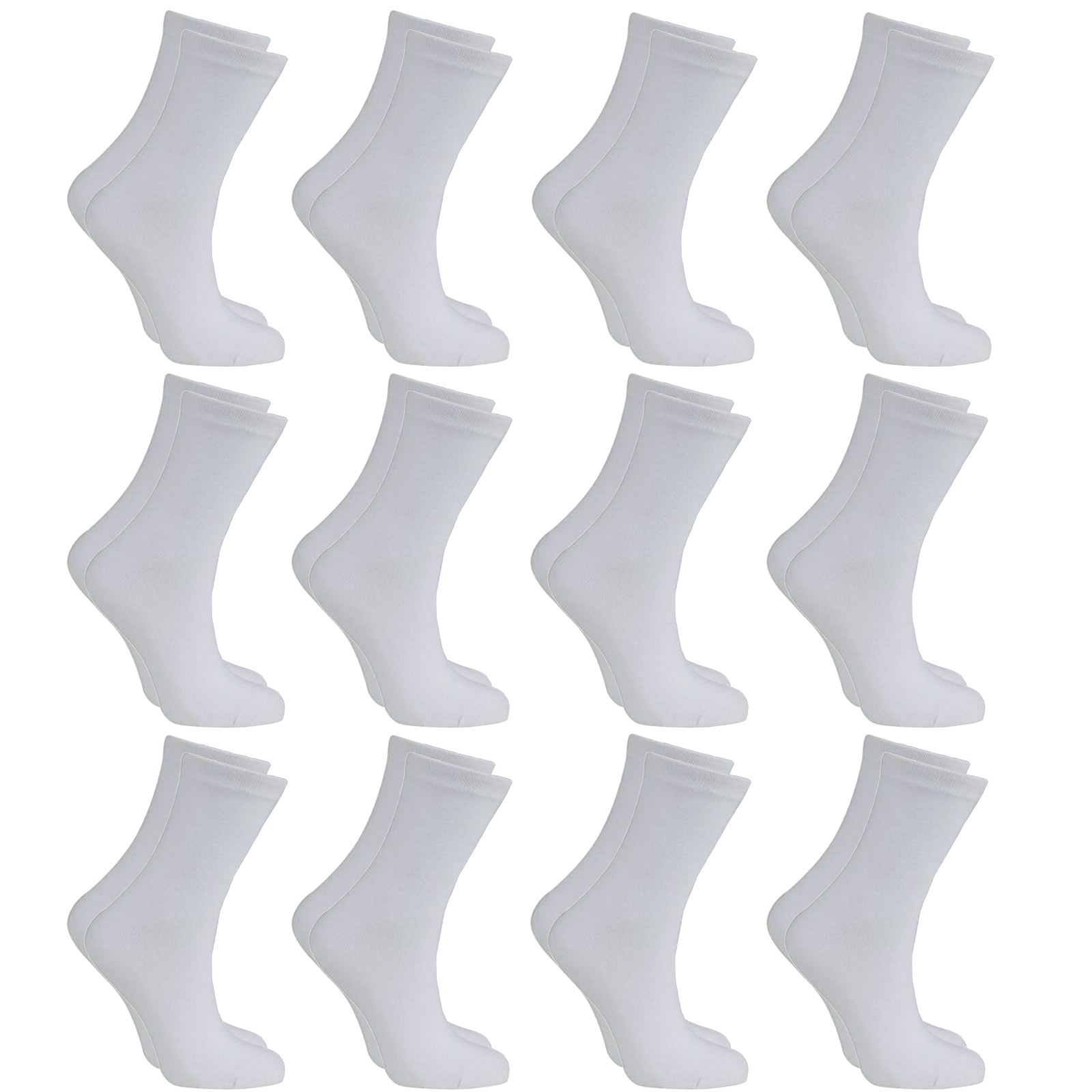 12x Pairs WHITE SCHOOL SOCKS Cotton Rich Girls Boys No Seam School Uniform BULK-0
