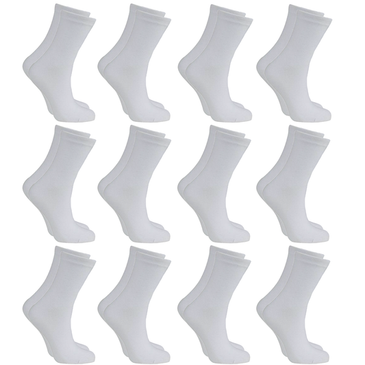 12x Pairs WHITE SCHOOL SOCKS Cotton Rich Girls Boys No Seam School Uniform BULK-0
