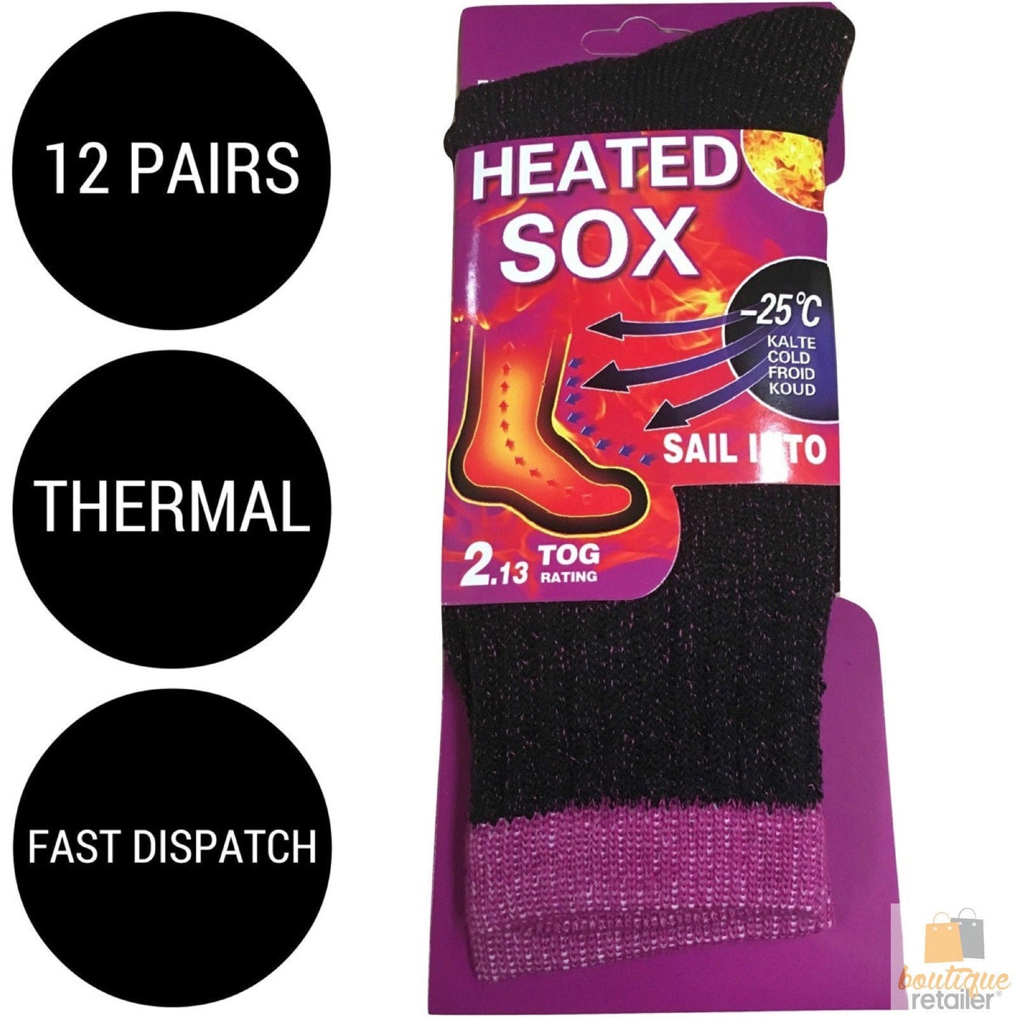 12 Pairs Womens THERMAL HEATED SOCKS Warm Winter Comfort Work Sox Ski BULK-1