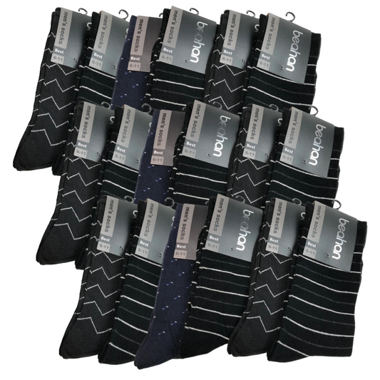 18 Pairs COTTON BUSINESS SOCKS Mens Dress Crew Plain Work Casual  BULK-0