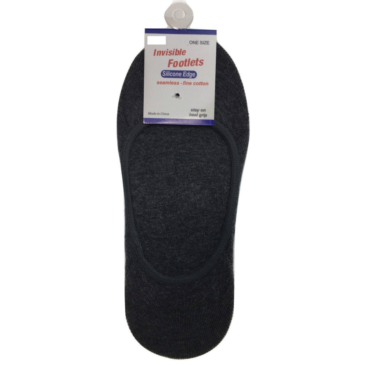 1x NO SHOW COTTON SOCKS Non Slip Heel Grip Low Cut Invisible Footlet Seamless - Charcoal