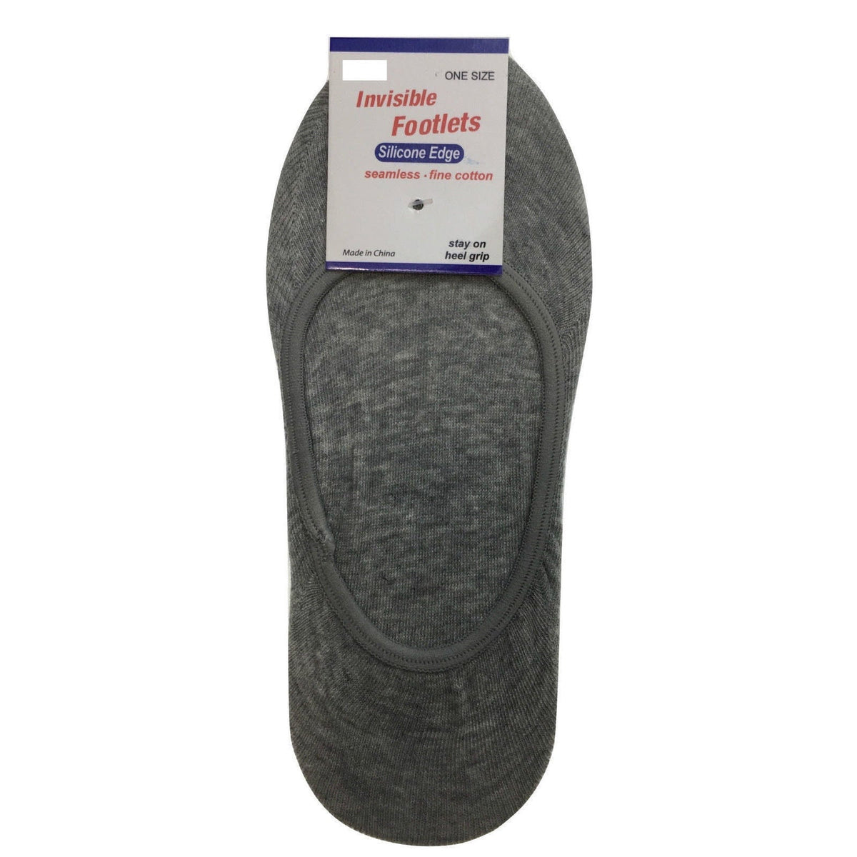 1x NO SHOW COTTON SOCKS Non Slip Heel Grip Low Cut Invisible Footlet Seamless - Grey