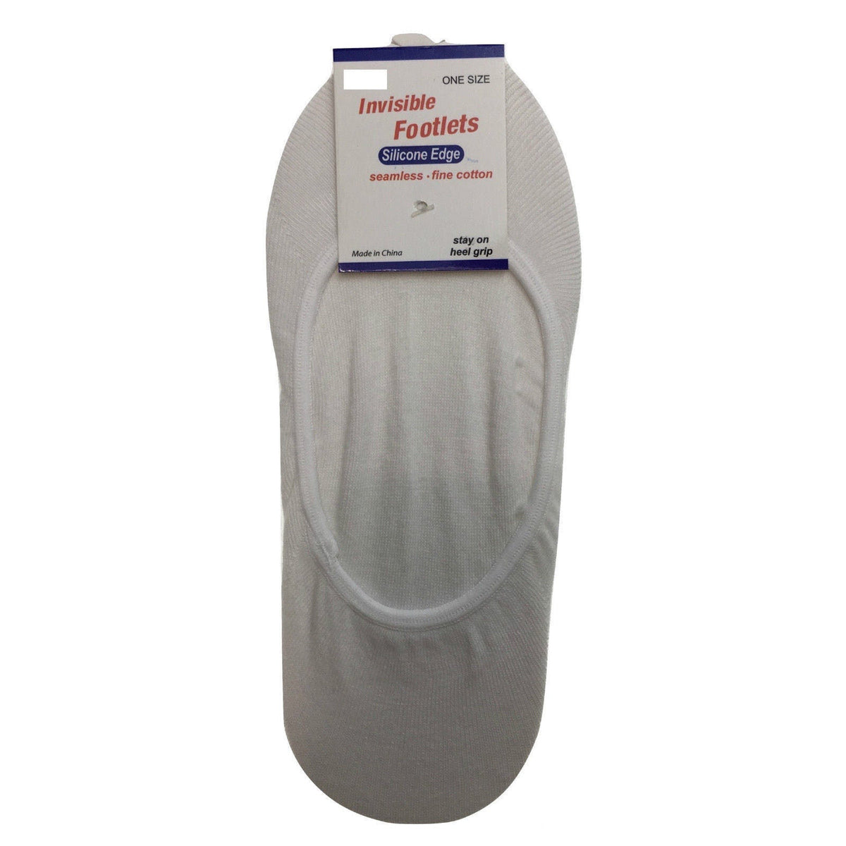 1x NO SHOW COTTON SOCKS Non Slip Heel Grip Low Cut Invisible Footlet Seamless - White