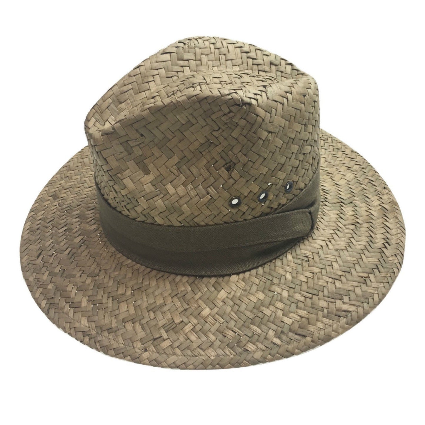 Natural BROAD WEAVE SEAGRASS SAFARI STRAW PANAMA HAT FEDORA Sun Summer Cap 2096-5