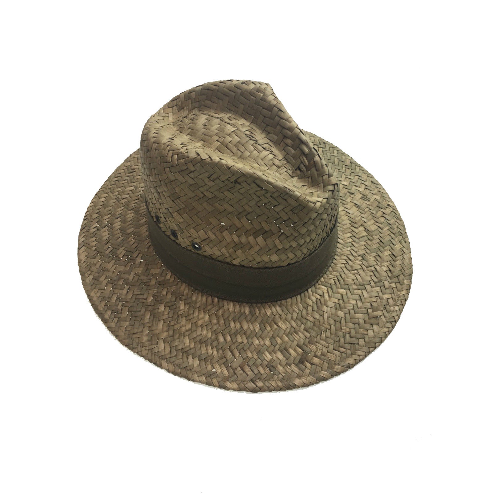 Natural BROAD WEAVE SEAGRASS SAFARI STRAW PANAMA HAT FEDORA Sun Summer Cap 2096-4