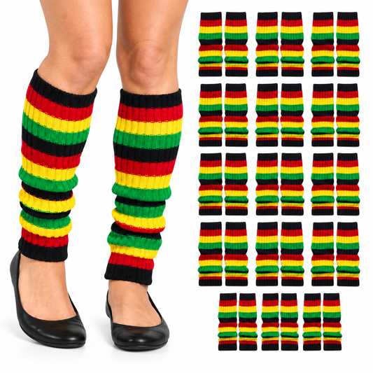 24x Womens Leg Warmers Disco Winter Knit Dance Party Crochet Legging Socks Costume - Indigenous Colours