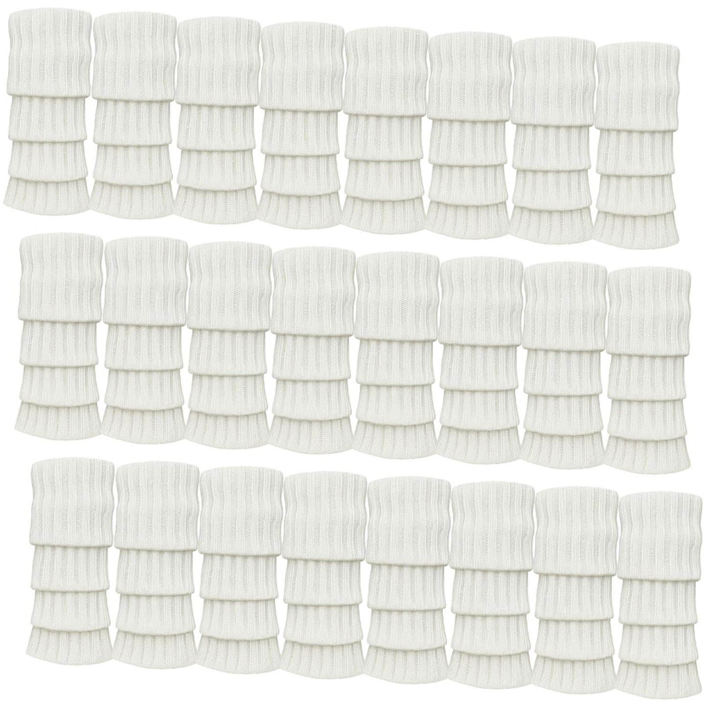 24x Womens Leg Warmers Disco Winter Knit Dance Party Crochet Legging Socks Costume - White