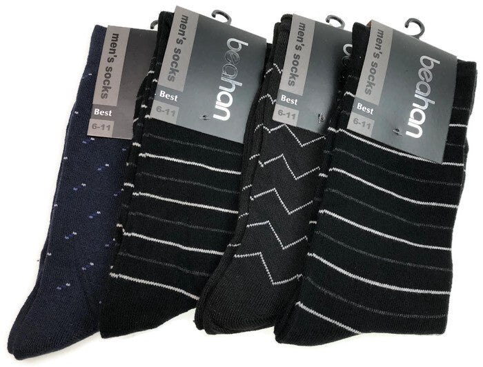 2 Pairs COTTON BUSINESS SOCKS Mens Dress Crew Plain Work Casual-0
