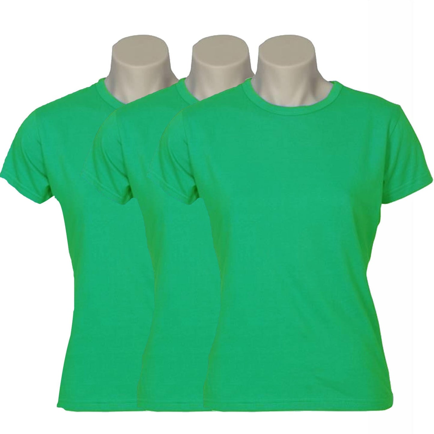 3x Womens Plain Ladies T SHIRT 100% COTTON Basic Tee Casual Top Size 6-24 BULK-7