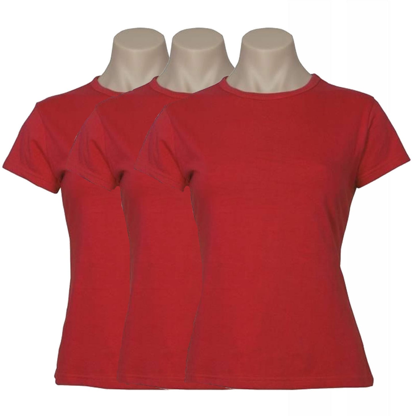 3x Womens Plain Ladies T SHIRT 100% COTTON Basic Tee Casual Top Size 6-24 BULK-11