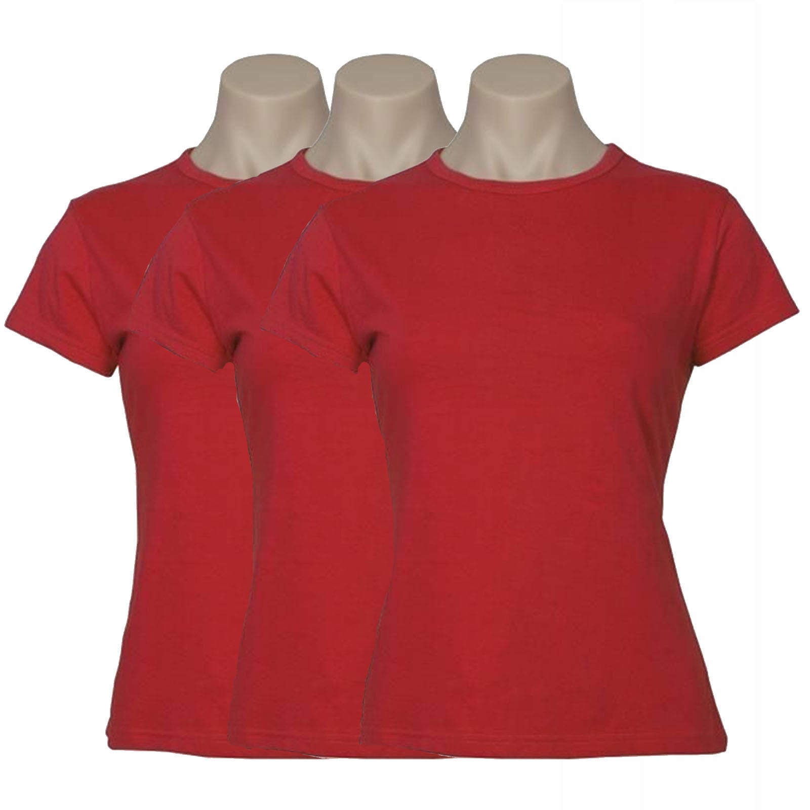 3x Womens Plain Ladies T SHIRT 100% COTTON Basic Tee Casual Top Size 6-24 BULK-11