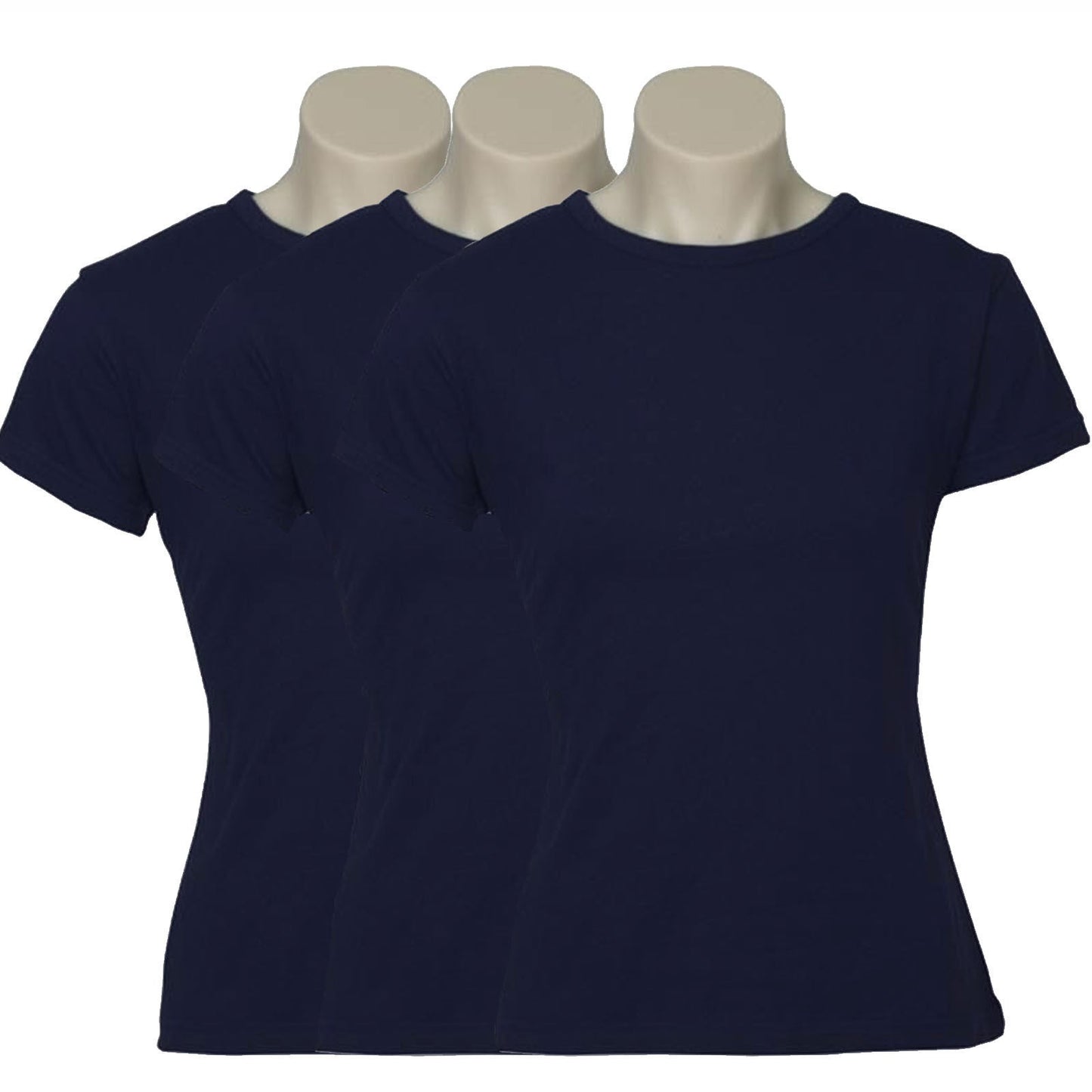 3x Womens Plain Ladies T SHIRT 100% COTTON Basic Tee Casual Top Size 6-24 BULK-45