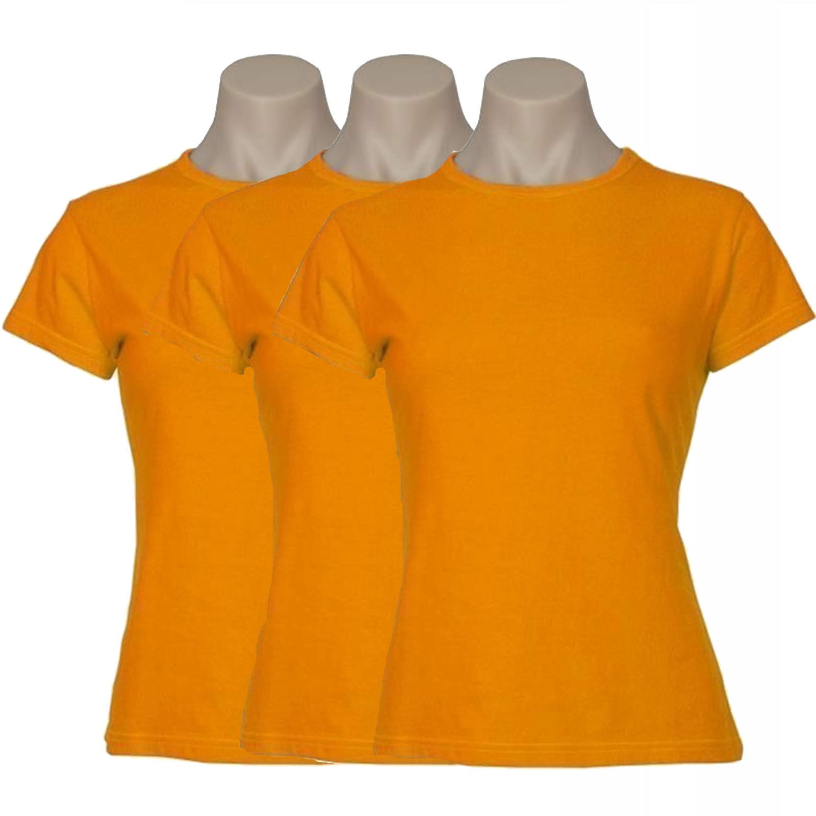 3x Womens Plain Ladies T SHIRT 100% COTTON Basic Tee Casual Top Size 6-24 BULK-46